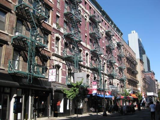 old tenement housing (characteristic of the Lower East Side)