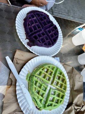 Ube and Pandan waffles