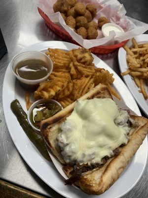 Italian Beef & Mozzarella with Waffle Fries