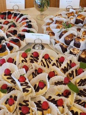 Dessert Platters - NY Cheesecakes/Berry Tarts/Salted Caramel Brownies, Green Ribbon