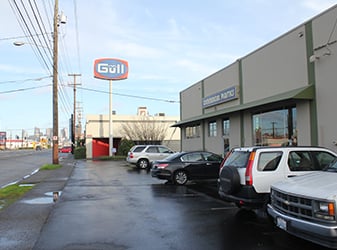 Parking lot and entry to store