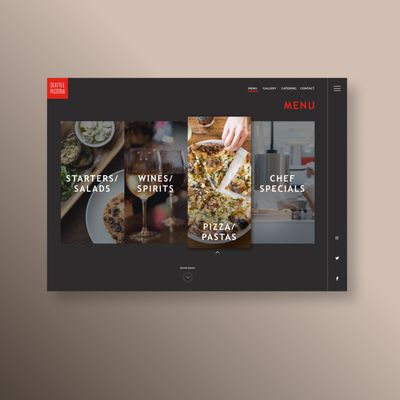 Italian restaurant web design menu page.