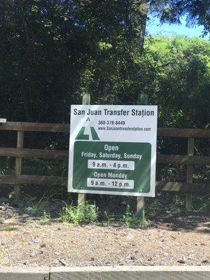 San Juan Transfer Station Hours (at least the 2019 summer hours)