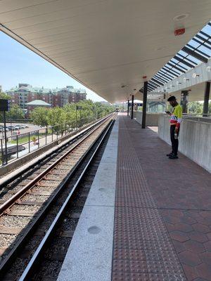 The metro train approaches