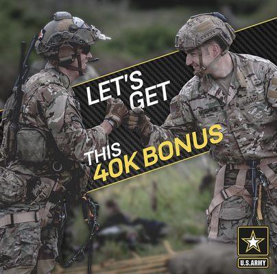 A job in the Infantry is now offering an enlistment bonus of $40,000