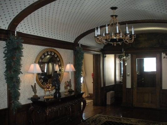 Entry wallpaper in a home in Oak Park, Il.