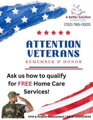 Are you a Veteran?  We can help!  Give us a call.