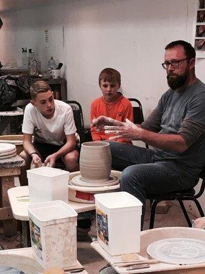 Alex Gregory teaches clay to youth