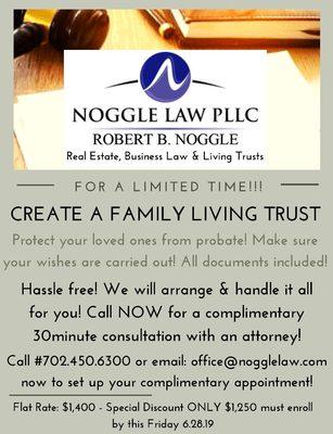 Great Summer Deal on Family Living Trusts!! Don't miss out!