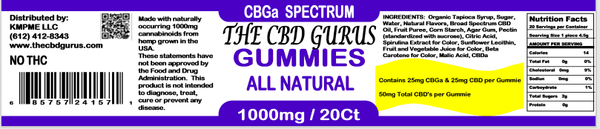 CBGa GUMMIES
20 COUNT
1000mg