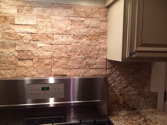 Close up of kitchen backsplash