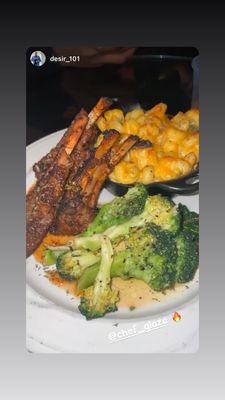 Lambchop dinner with Mac & broccoli