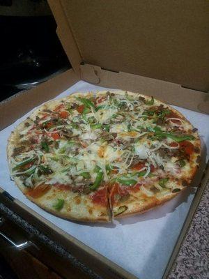 Mr Zs special ... Onions, mushrooms, pepperoni, sausage, hamburg and peppers