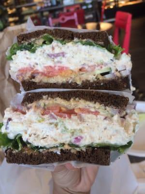 new york whitefish w spicy mustard and horseradish on pumpernickel.