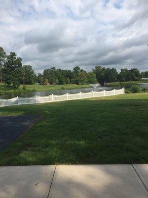 Clean pond with a sprinkler