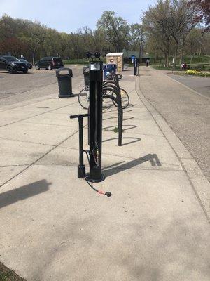 Bike rack, bike tools and pump