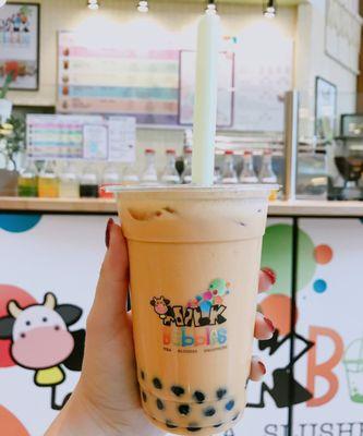 Thai tea with boba. Way too much milk. :(