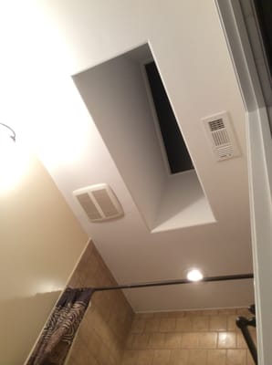 Shower and Skylight Knoxville, Md. We used rounded corner bead at the skylight edges...