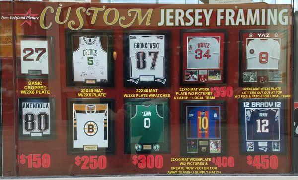 Customize your framed jersey from a variety of options.  Allow up to 4 weeks to complete the order.