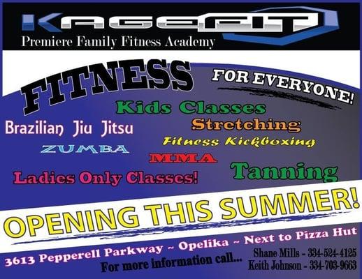 Opening this Summer! Your Premier Family Fitness Academy. Kids BJJ, Kids MMA, Adult Classes, Zumba, Tanning.... FUN, EXCITEMENT!