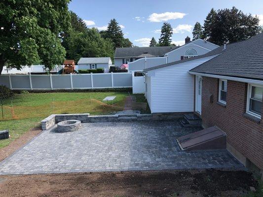 Outdoor patio with retaining wall and fire pit! jobsite-Wethersfield