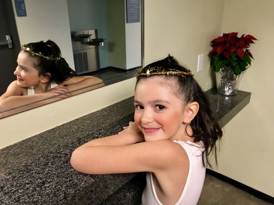 Back stage for the Nutcracker, waiting to be an Angel!