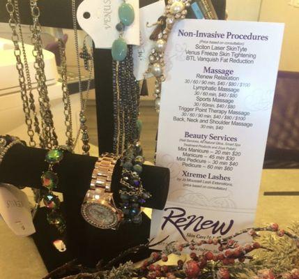 Boutique Items with our  Menu of Services