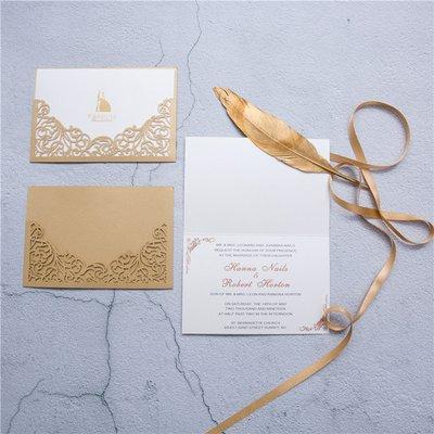 Modern Elegant Metallic Brown Unique Wedding Invitation Cards