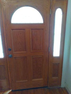 Door and sidelights,  stripped and restained .