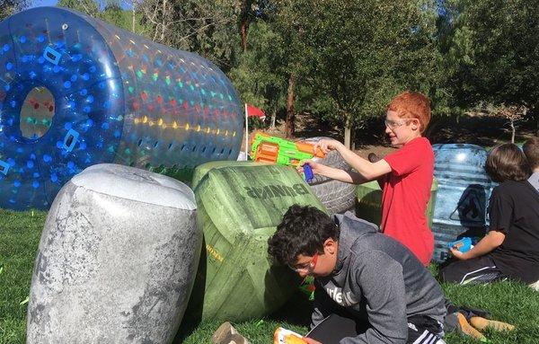 Nerf Party barriers and Hamster Wheel.