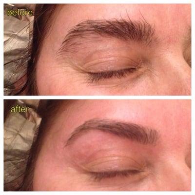 Brow shaping before and after