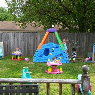 Having fun in Mimi's back yard!