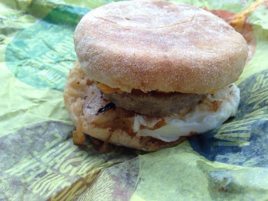 Steak, egg, and cheese biscuit