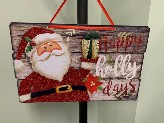 Happy Holly Days Santa Sign