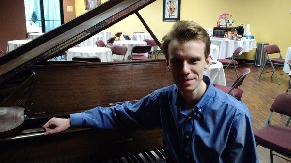 Evan at the Steinway grand.