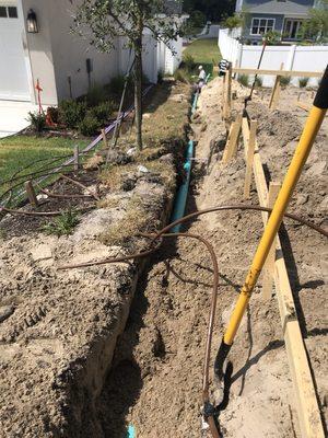 REROUTING SEWER LINE FOR NEW POOL