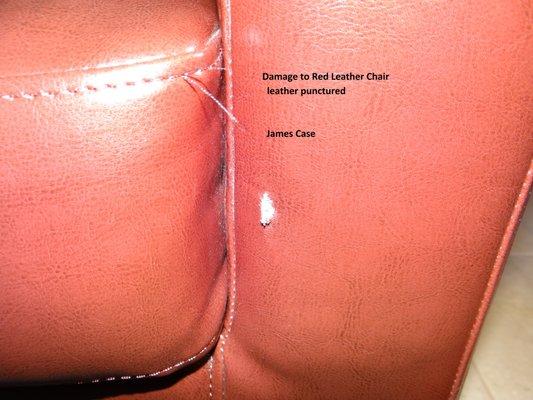 Damage to leather chair