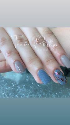 Fall sweater print nail art - acrylic with gel polish