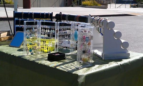 The jewelry table at my booth at the HB Mercado Farmer.