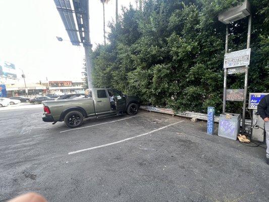 My car was parked where the truck is.