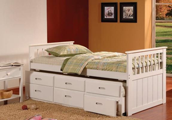 Captain bed trundle with storage