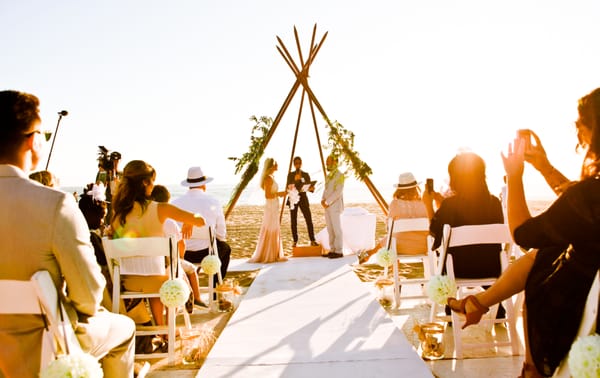 Gorgeous sunset wedding at Zuma Beach