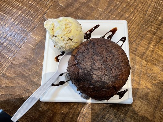 Baked fox- scoop of ice cream between brownie and I added an extra scoop of ice cream