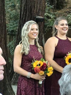 Beautiful long Barrel curls 9/8/19 beautiful bridesmaids wait for the bride to walk down the isle