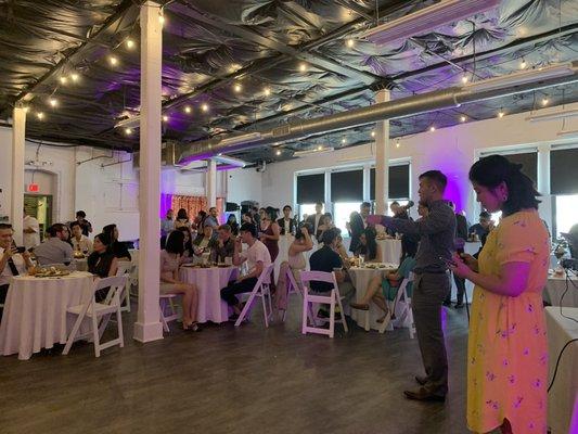 Wedding Reception (from the perspective of our sweetheart table) - note the windows and shades on the side wall