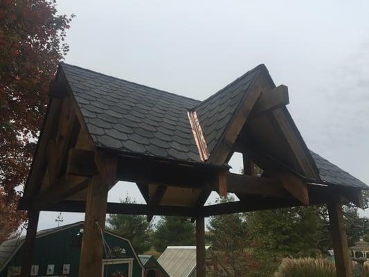 Roof on gazebo.