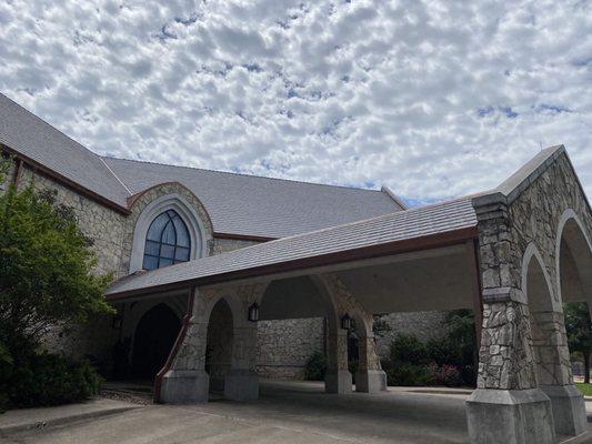 Lightning protection system installed for a church.