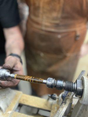 Intro to wood turning class.. making wooden pens