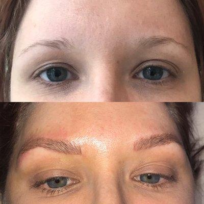 Before and after: Beautiful Strawberry Blonde brows.