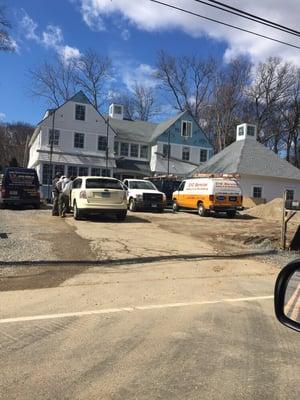 One of our trucks at a beautiful new home in Darien, CT. This is a high quality, custom home by Hemingway Construction of Greenwich, CT